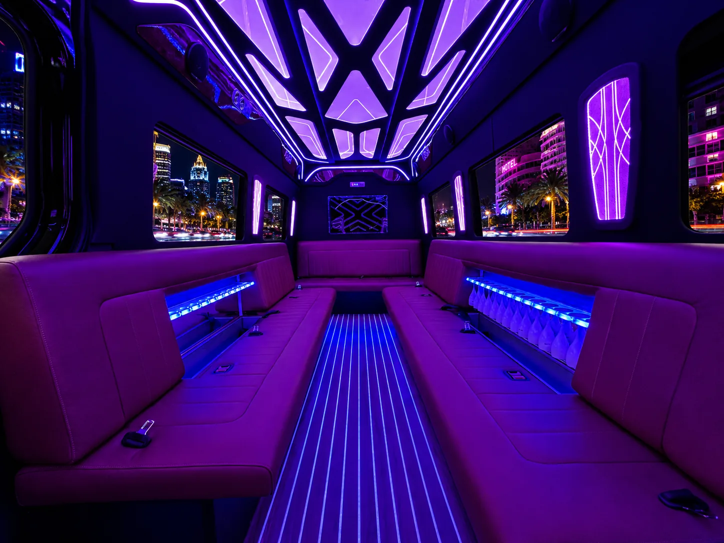 image of 20 passenger party bus wet bar
