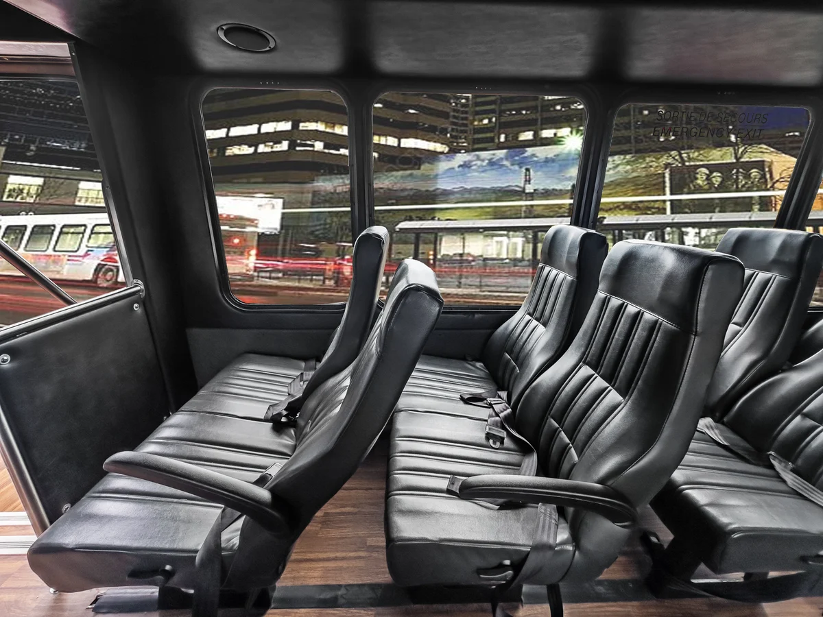 24 passenger shuttle bus interior empty